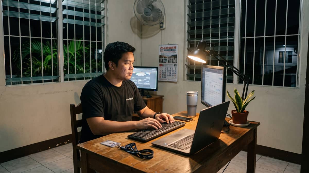 A Filipino professional at night.