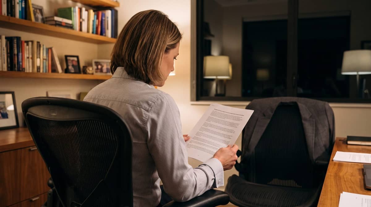 A Filipino woman in her early thirties at a home office desk.